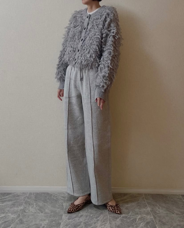 ループ編みカーディガン