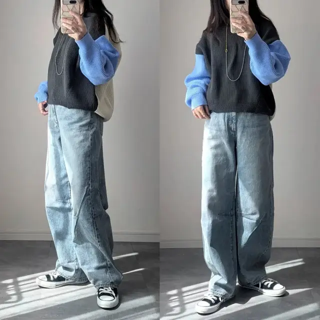 GU「バレルレッグジーンズ」