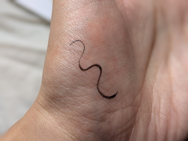 KATE スーパーシャープライナーEX4.0（ショート筆）BK-1 のラインを描いた様子