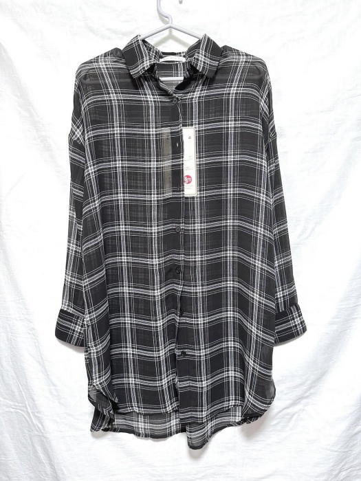 しまむら「シアーチェックシャツチュニック」