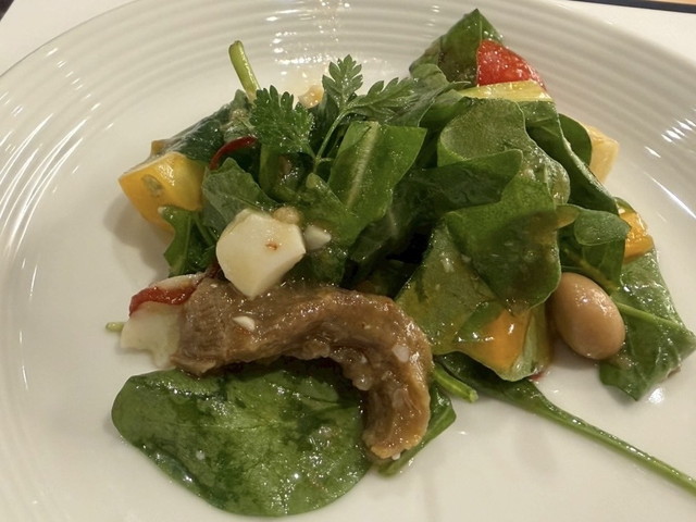 試食会で提供された鹿肉と野菜のサラダ