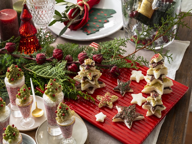 星形ツリーの盛り付けとスプレッドの塗り方イメージ