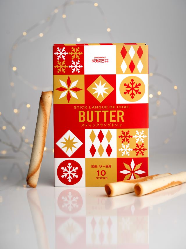 スティックラングドシャ バター~ウィンター~のパッケージと中身イメージ