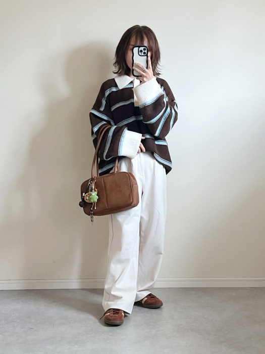 しまむら「スエード横長ボストンバッグ」