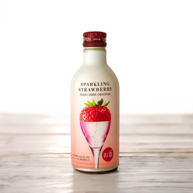 成城石井 オリジナルいちごスパークリング缶（ボトル・いちごイラスト）