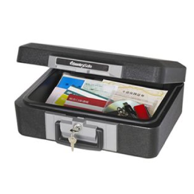 SentrySafeパーソナル耐火保管庫1160BK（開扉・書類収納状態）