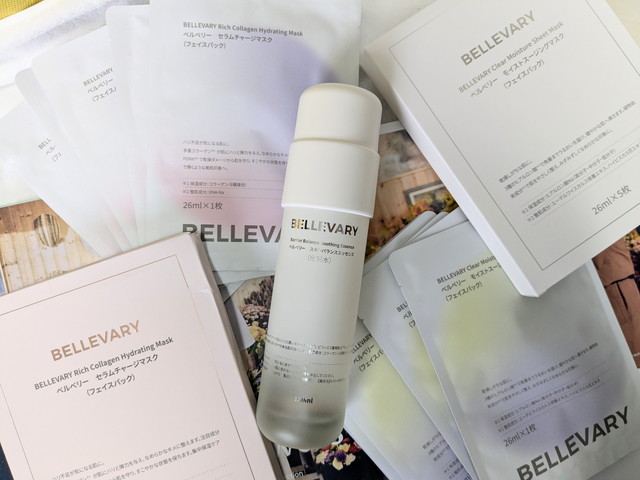 BELLEVARYの化粧水・セラムチャージマスク・モイストスージングマスクのラインナップ全体