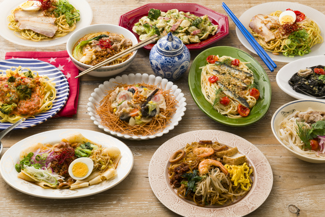 成城石井 春の世界麺紀行の各種麺料理を並べた全体イメージ