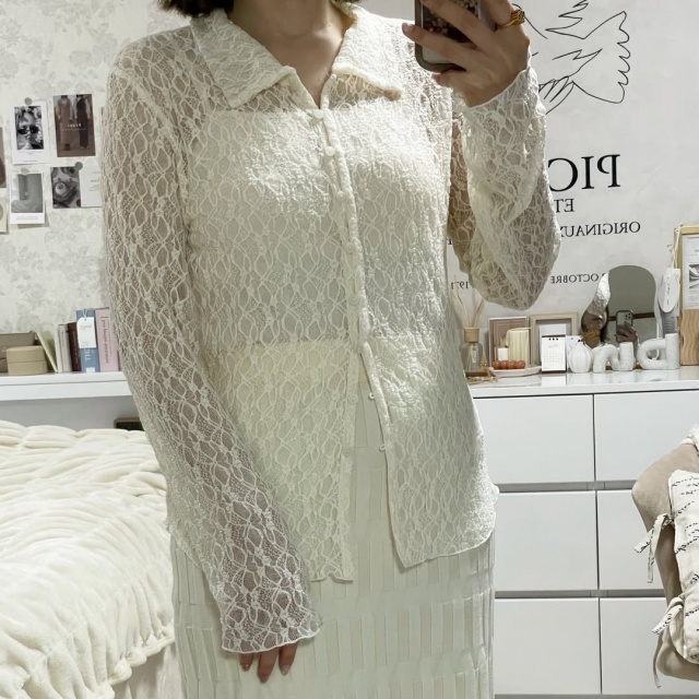 しまむら「レースポロ襟シャツ」