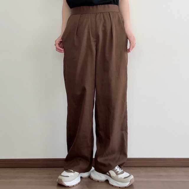 しまむら「麻調ワイドパンツ」