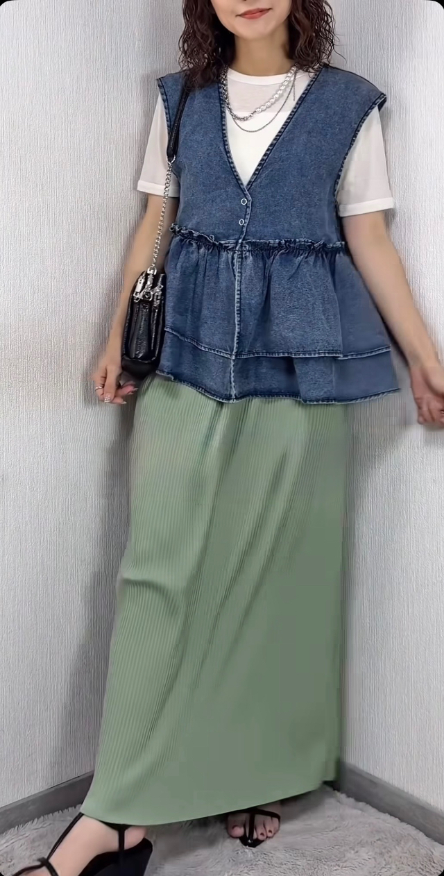 ペプラムデニムベスト