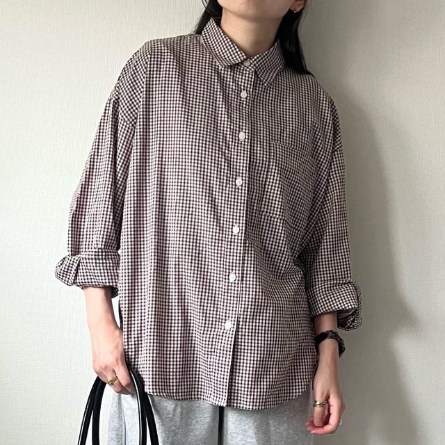 GU「ドルマンスリーブチェックシャツ」